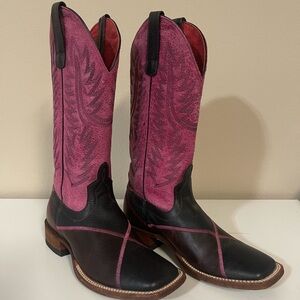 Macie Bean Pink and Black Western Cowboy Boots